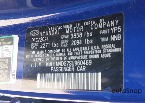 2025 Hyundai Elantra Sel Sport from USA, damaged, VIN KMHLM4DG7SU960469